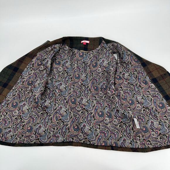 Joe Browns Wool Blend Waistcoat Womens US 10 Brown Green Black Plaid Button Vest - Picture 7 of 8